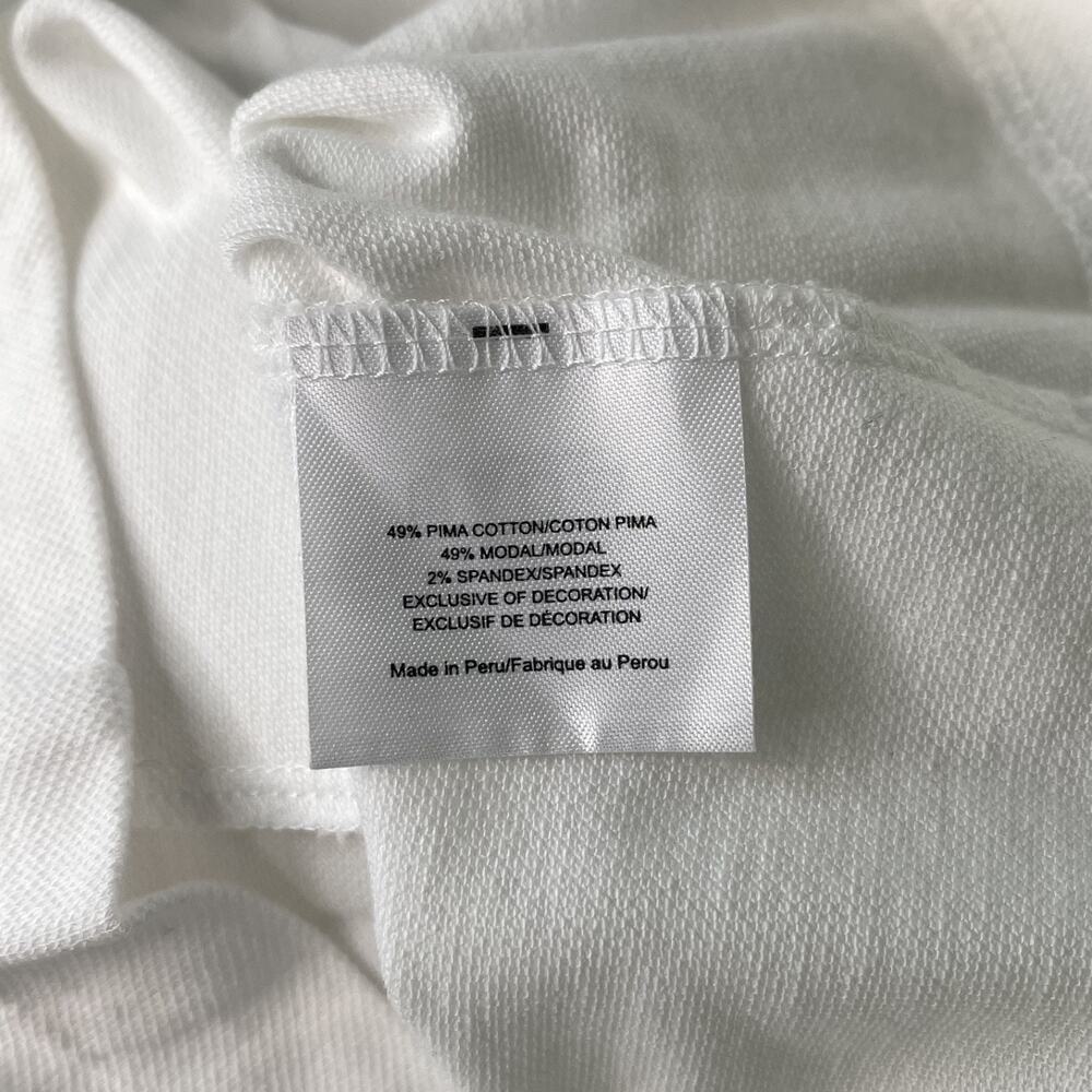 Tory Burch White Pima Cotton Emily Ruffle Trim Polo Shirt Gold Logo Buttons XS - Picture 4 of 5